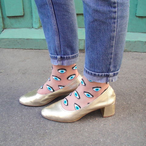 Socken transparent mit Motiv