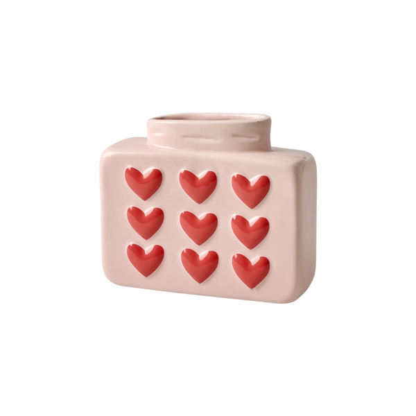 Vase "Herzen" eckig Keramik