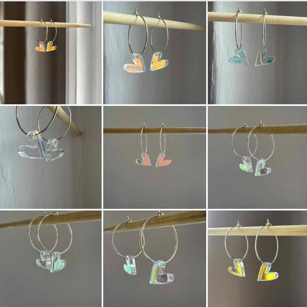 Ohrhänger „Regenbogen-Herz“ Transparent