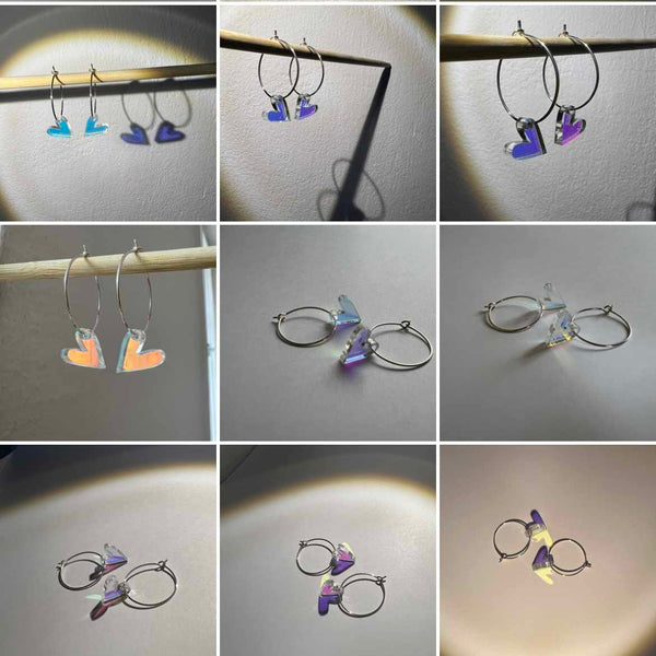 Ohrhänger „Regenbogen-Herz“ Transparent