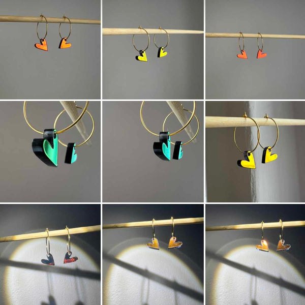 Ohrhänger „Regenbogen-Herz“ Schwarz