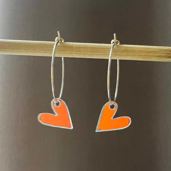 Ohrhänger „Regenbogen-Herz“ Transparent