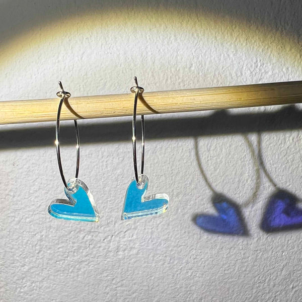 Ohrhänger „Regenbogen-Herz“ Transparent