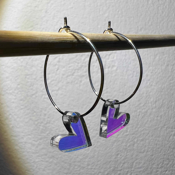 Ohrhänger „Regenbogen-Herz“ Transparent