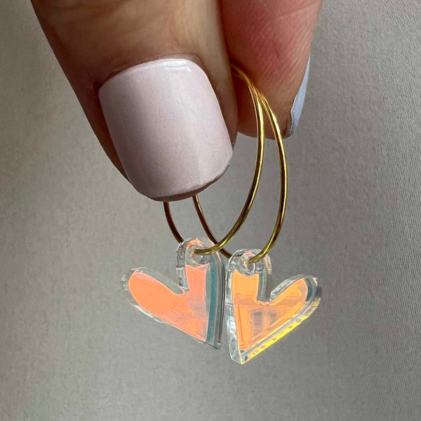 Ohrhänger „Regenbogen-Herz“ Transparent