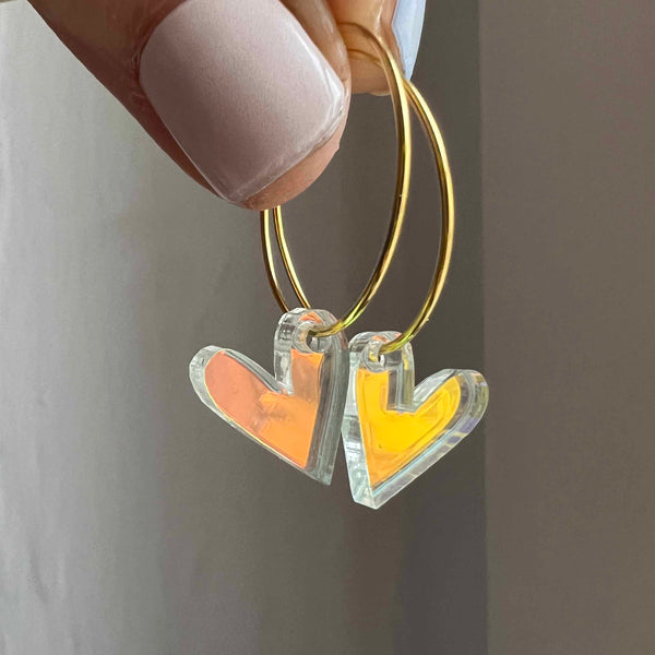 Ohrhänger „Regenbogen-Herz“ Transparent