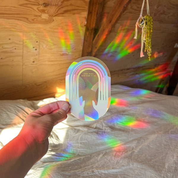 Regenbogen Aufkleber - Slow down and soak it up