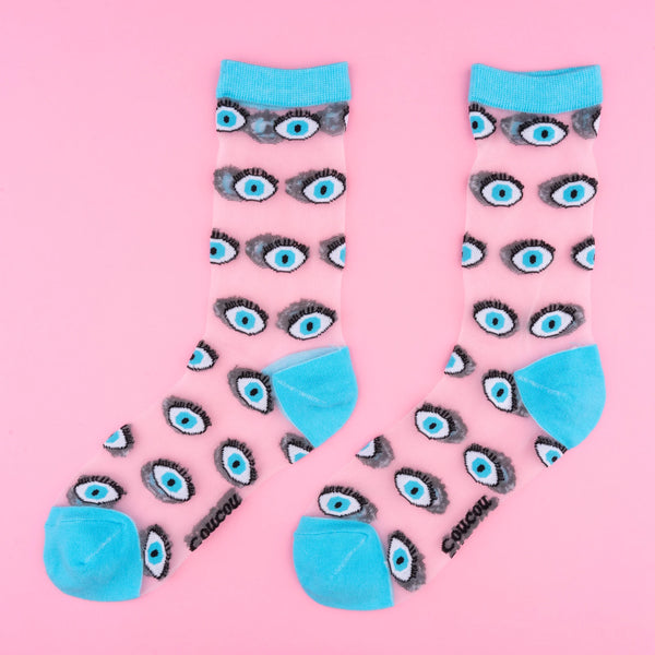 Socken transparent mit Motiv