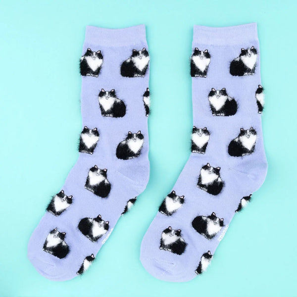 Baumwollsocken "Lila Katze"