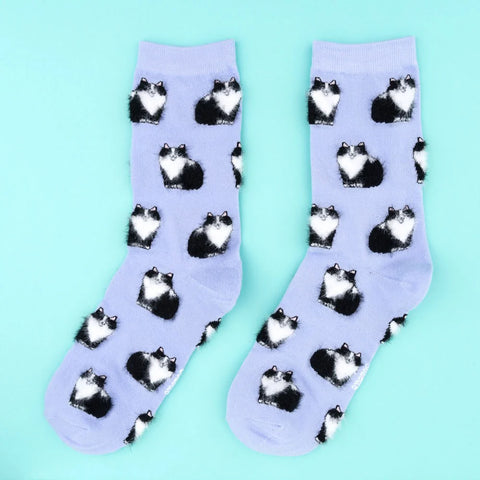 Baumwollsocken "Lila Katze"