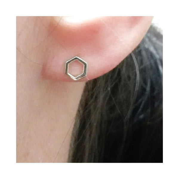 Ohrstecker Sechseck Silber