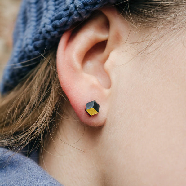 Ohrstecker MINI "Ambivalenz" Schwarz-Gold