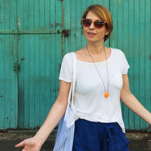 Kette lang "Purismus" Orange Schwarz