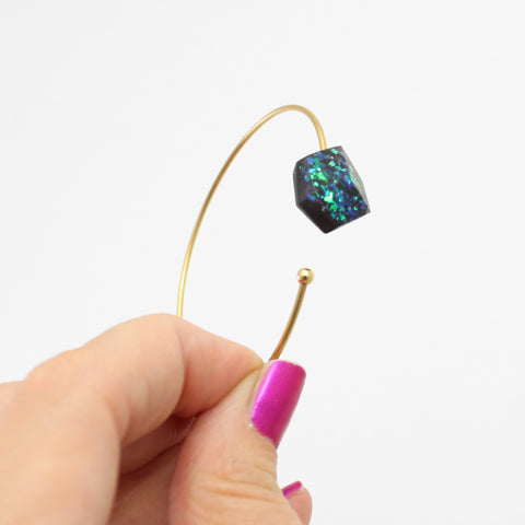 Armband Cube offen "Ocean" Blau-Grün