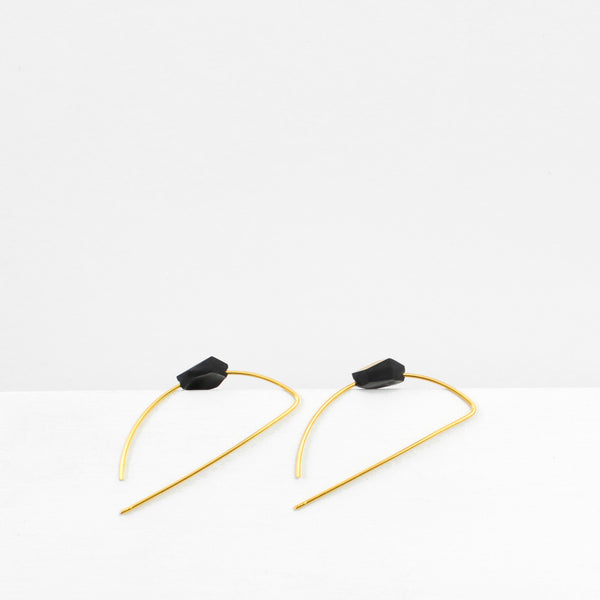 Halbmond-Creolen "Ambivalenz" Schwarz-Gold