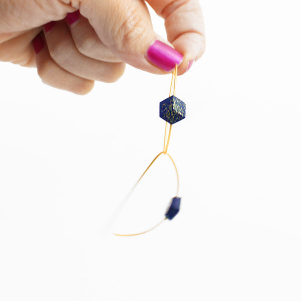 Halbmond-Creolen "Galaxie" Dunkelblau