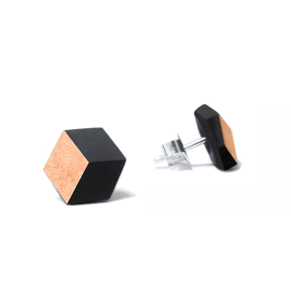 Ohrstecker "Ambivalenz" Schwarz-Kupfer