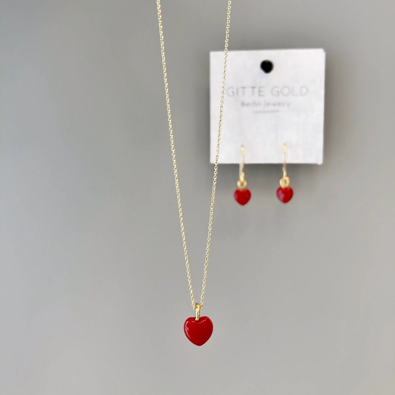 Herz Kette und Ohrringe Set Rot Pictofactum - Main Image