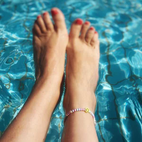 Arm- & Fußkettchen Smiley Perle Pastell