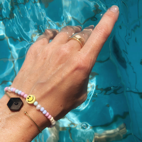 Arm- & Fußkettchen Smiley Perle Pastell