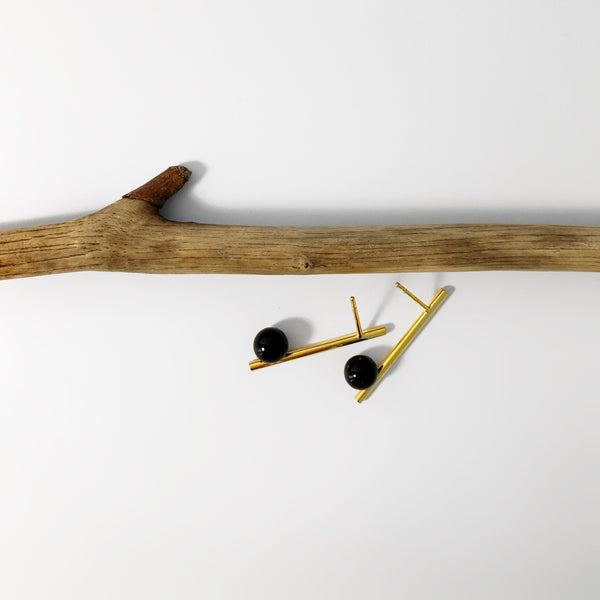 Ohrstecker „Deco“ Schwarz-Gold