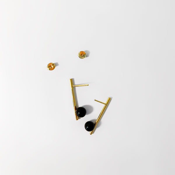 Ohrstecker „Deco“ Schwarz-Gold