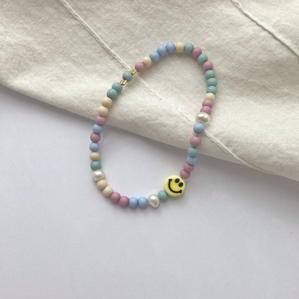 Arm- & Fußkettchen Smiley Perle Pastell