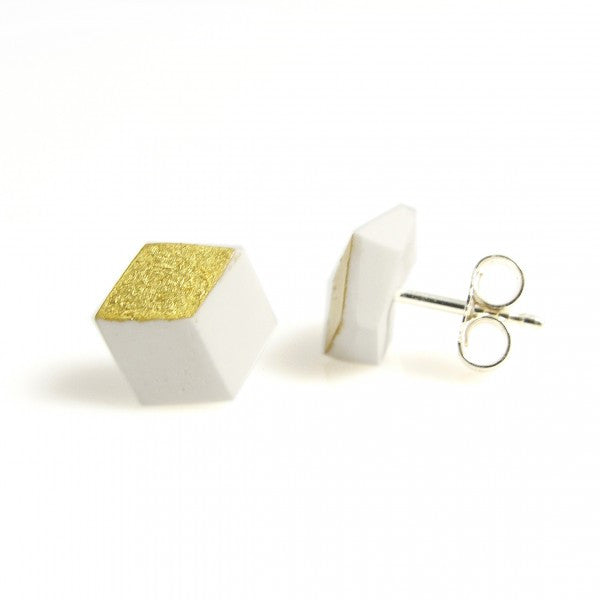 Ohrstecker "Ambivalenz" Weiß-Gold